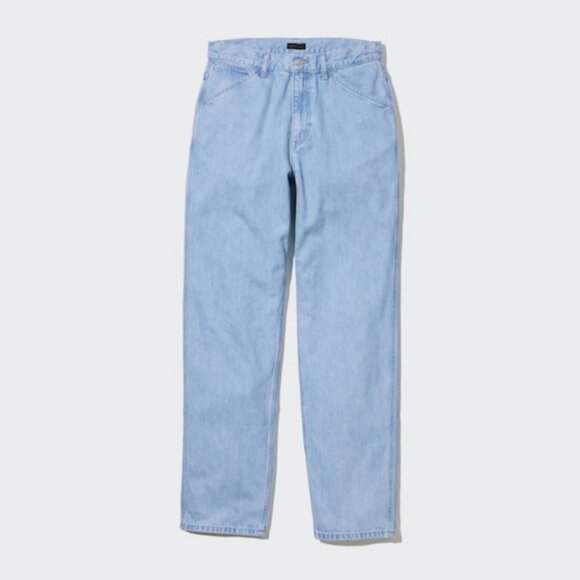 Uniqlo Wide-Fit Unisex Boyfriend Baggy Carpenter Retro 90s Light Wash Jeans M - Picture 1 of 9